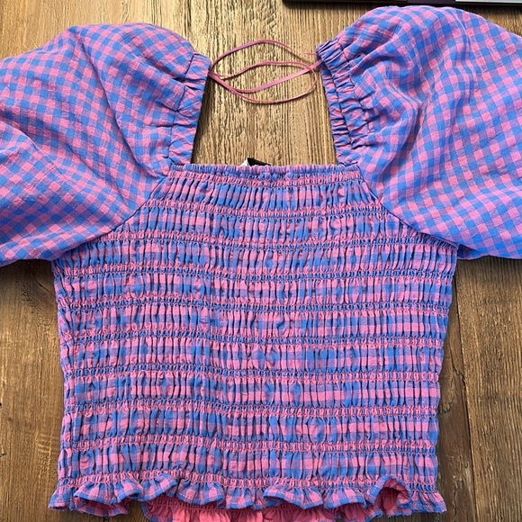 Blue and pink gingham top - Picture 2 of 3